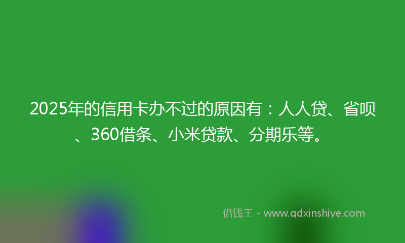 2025年的信用卡办不过的原因有：人人贷、省呗、360借条、小米贷款、分期乐等。