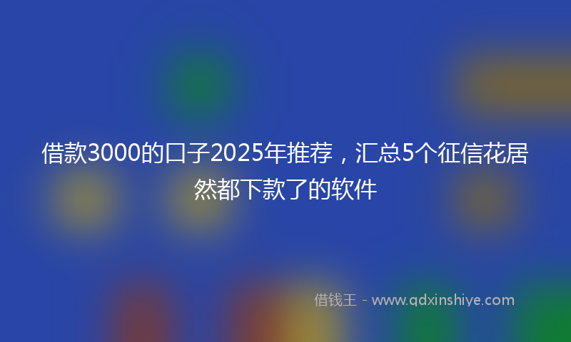借款3000的口子2025年推荐，汇总5个征信花居然都下款了的软件