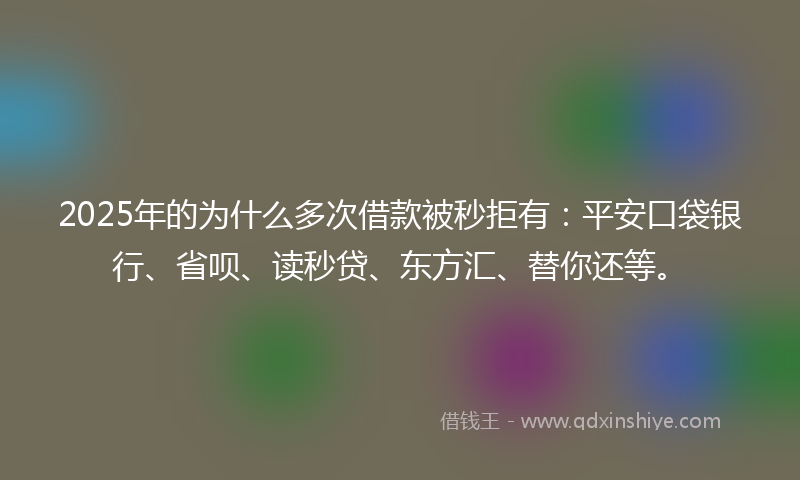 2025年的为什么多次借款被秒拒有：平安口袋银行、省呗、读秒贷、东方汇、替你还等。
