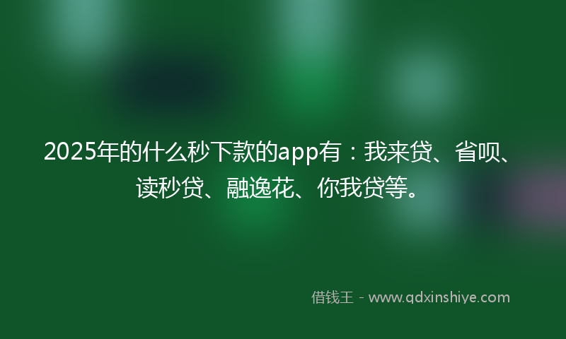2025年的什么秒下款的app有：我来贷、省呗、读秒贷、融逸花、你我贷等。