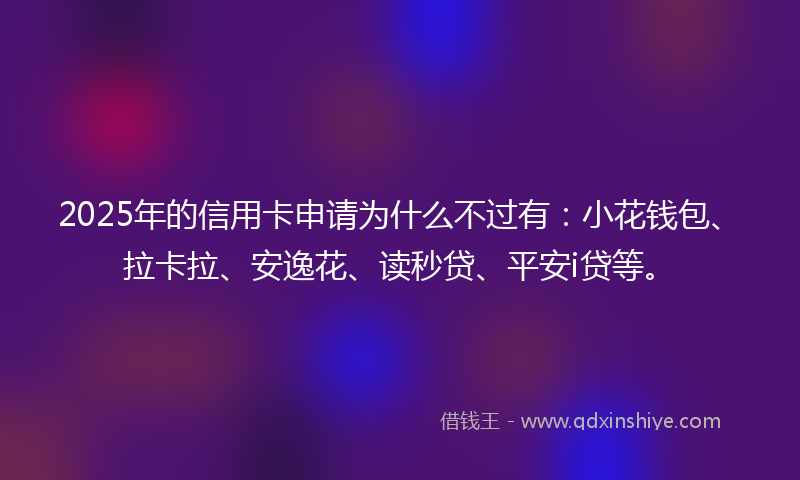 2025年的信用卡申请为什么不过有：小花钱包、拉卡拉、安逸花、读秒贷、平安i贷等。