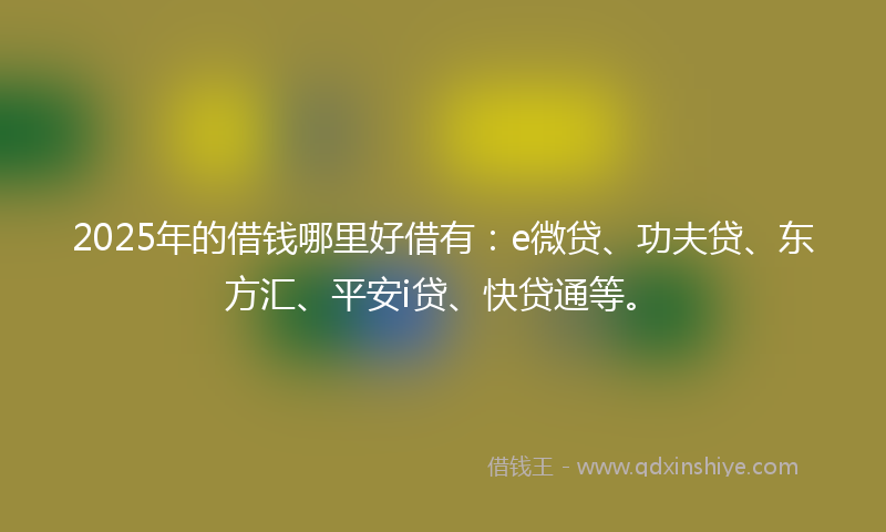 2025年的借钱哪里好借有：e微贷、功夫贷、东方汇、平安i贷、快贷通等。