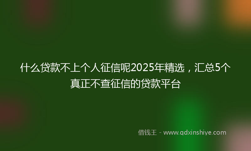 什么贷款不上个人征信呢2025年精选，汇总5个真正不查征信的贷款平台