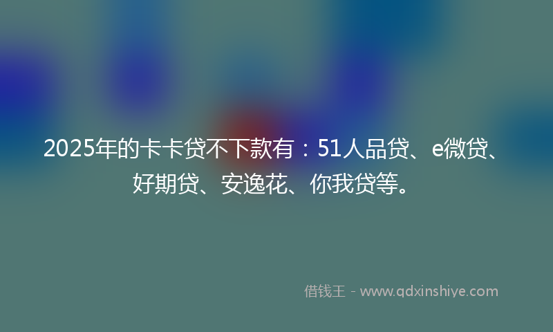 2025年的卡卡贷不下款有：51人品贷、e微贷、好期贷、安逸花、你我贷等。
