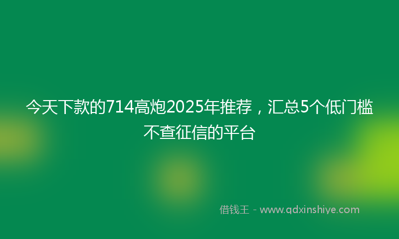 今天下款的714高炮2025年推荐，汇总5个低门槛不查征信的平台