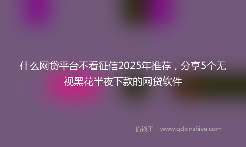 什么网贷平台不看征信2025年推荐，分享5个无视黑花半夜下款的网贷软件