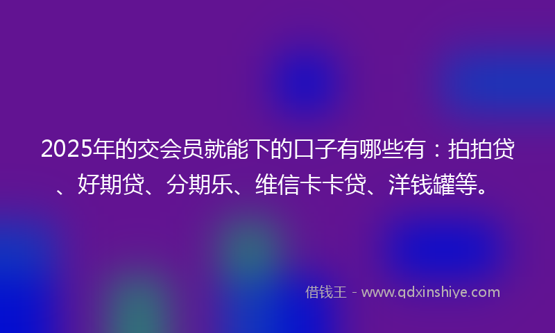 2025年的交会员就能下的口子有哪些有：拍拍贷、好期贷、分期乐、维信卡卡贷、洋钱罐等。
