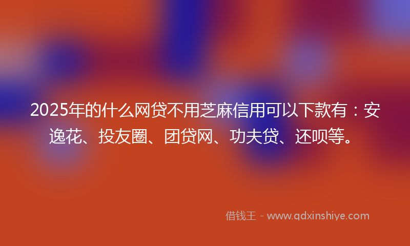 2025年的什么网贷不用芝麻信用可以下款有：安逸花、投友圈、团贷网、功夫贷、还呗等。