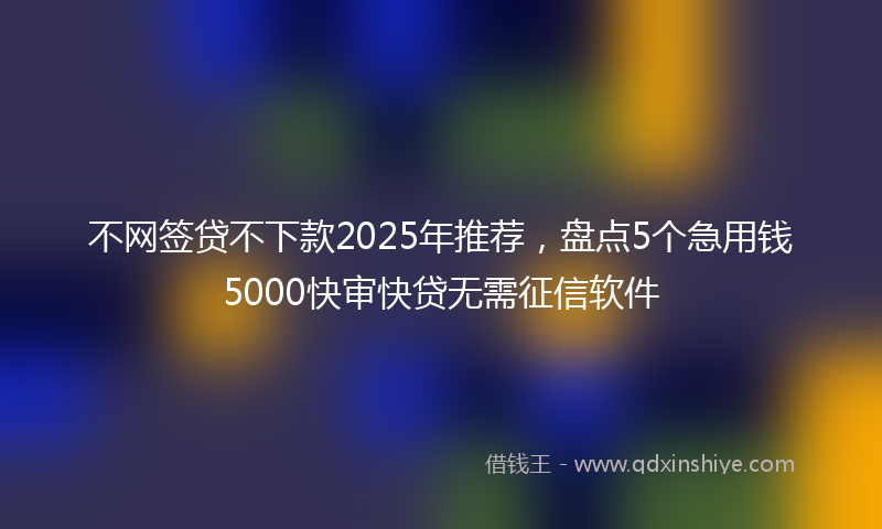 不网签贷不下款2025年推荐，盘点5个急用钱5000快审快贷无需征信软件
