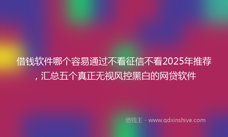 借钱软件哪个容易通过不看征信不看2025年推荐，汇总五个真正无视风控黑白的网贷软件