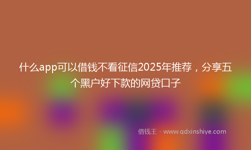 什么app可以借钱不看征信2025年推荐，分享五个黑户好下款的网贷口子