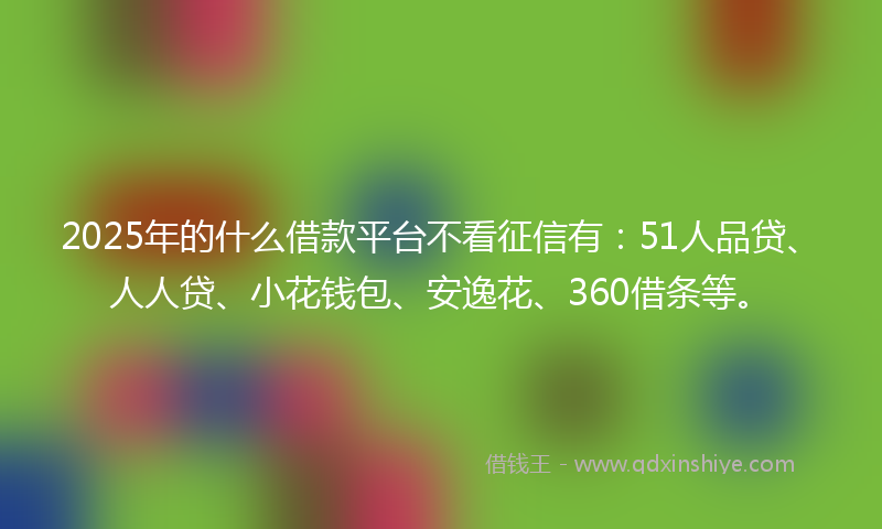2025年的什么借款平台不看征信有：51人品贷、人人贷、小花钱包、安逸花、360借条等。