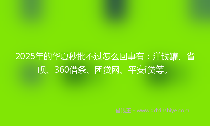 2025年的华夏秒批不过怎么回事有：洋钱罐、省呗、360借条、团贷网、平安i贷等。