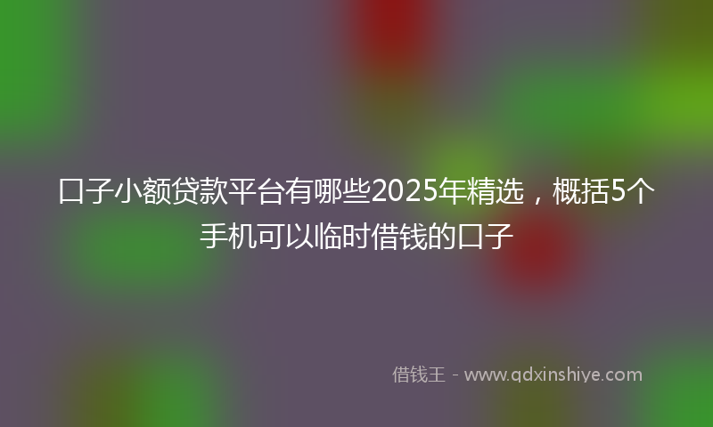 口子小额贷款平台有哪些2025年精选，概括5个手机可以临时借钱的口子