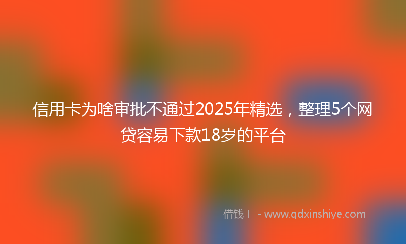 信用卡为啥审批不通过2025年精选，整理5个网贷容易下款18岁的平台