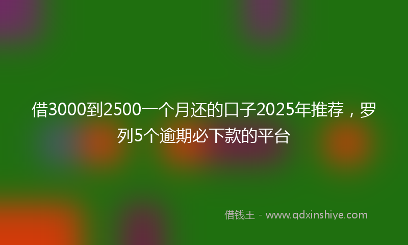 借3000到2500一个月还的口子2025年推荐，罗列5个逾期必下款的平台