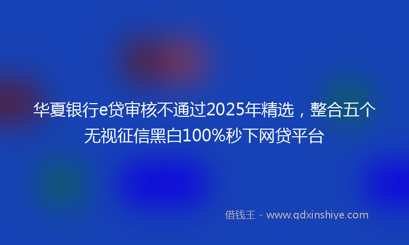 华夏银行e贷审核不通过2025年精选，整合五个无视征信黑白100%秒下网贷平台