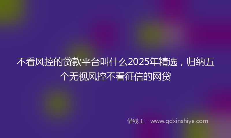 不看风控的贷款平台叫什么2025年精选，归纳五个无视风控不看征信的网贷