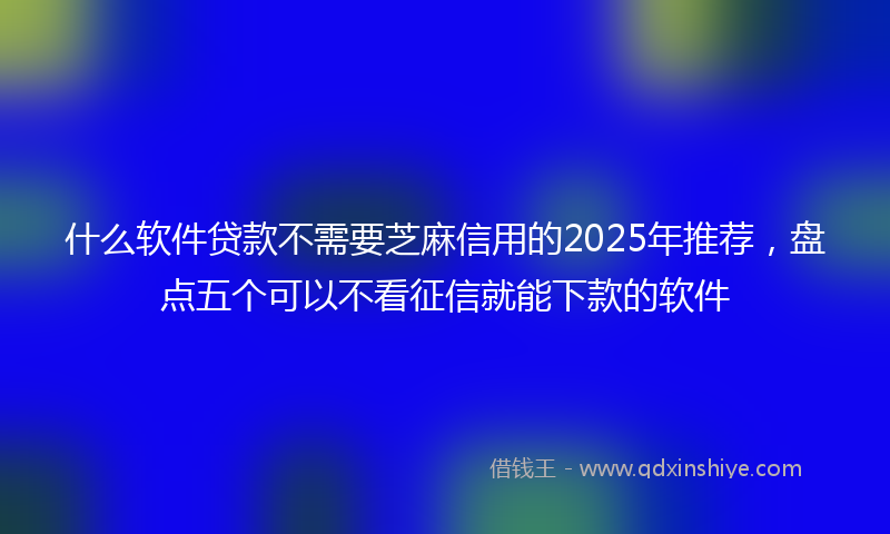什么软件贷款不需要芝麻信用的2025年推荐，盘点五个可以不看征信就能下款的软件