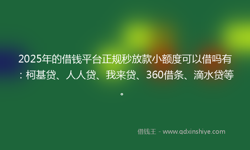 2025年的借钱平台正规秒放款小额度可以借吗有：柯基贷、人人贷、我来贷、360借条、滴水贷等。