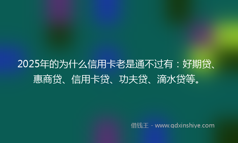 2025年的为什么信用卡老是通不过有:好期贷、惠商贷、信用卡贷、功夫贷、滴水贷等。