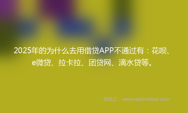 2025年的为什么去用借贷APP不通过有：花呗、e微贷、拉卡拉、团贷网、滴水贷等。