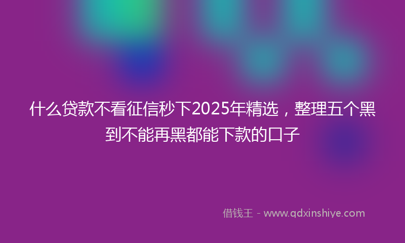 什么贷款不看征信秒下2025年精选，整理五个黑到不能再黑都能下款的口子