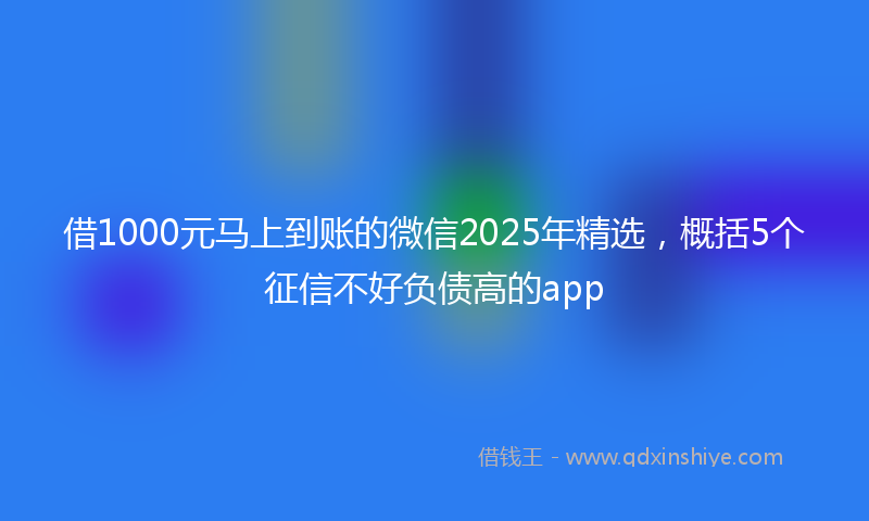 借1000元马上到账的微信2025年精选，概括5个征信不好负债高的app