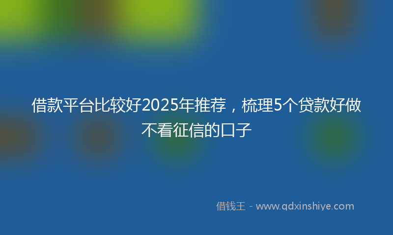 借款平台比较好2025年推荐，梳理5个贷款好做不看征信的口子