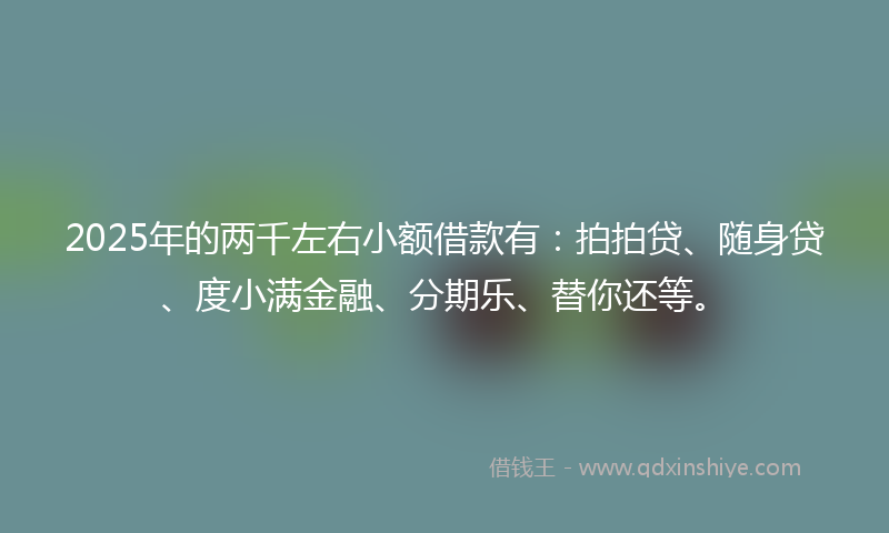 2025年的两千左右小额借款有：拍拍贷、随身贷、度小满金融、分期乐、替你还等。