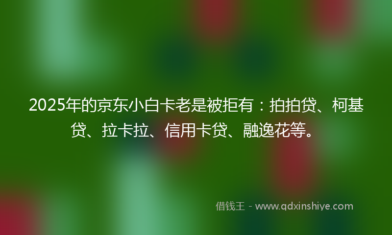 2025年的京东小白卡老是被拒有：拍拍贷、柯基贷、拉卡拉、信用卡贷、融逸花等。