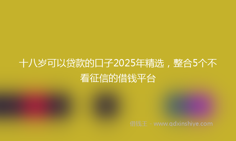 十八岁可以贷款的口子2025年精选，整合5个不看征信的借钱平台