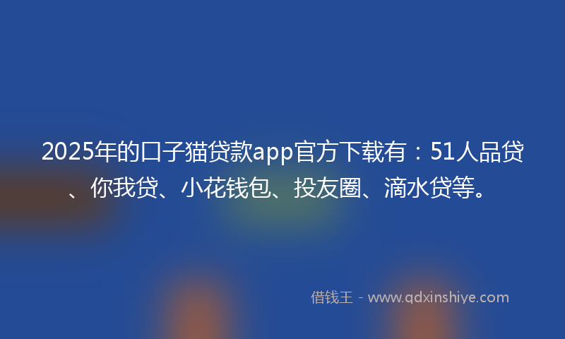 2025年的口子猫贷款app官方下载有：51人品贷、你我贷、小花钱包、投友圈、滴水贷等。