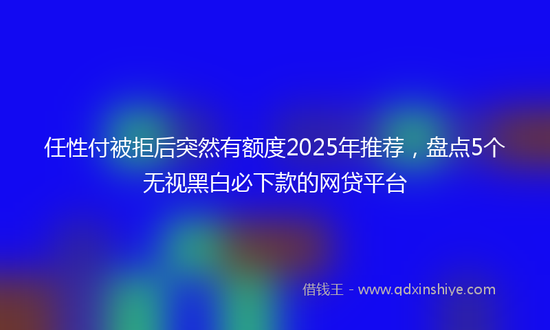 任性付被拒后突然有额度2025年推荐，盘点5个无视黑白必下款的网贷平台