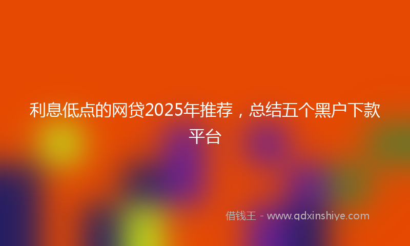 利息低点的网贷2025年推荐，总结五个黑户下款平台