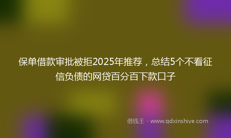 保单借款审批被拒2025年推荐，总结5个不看征信负债的网贷百分百下款口子