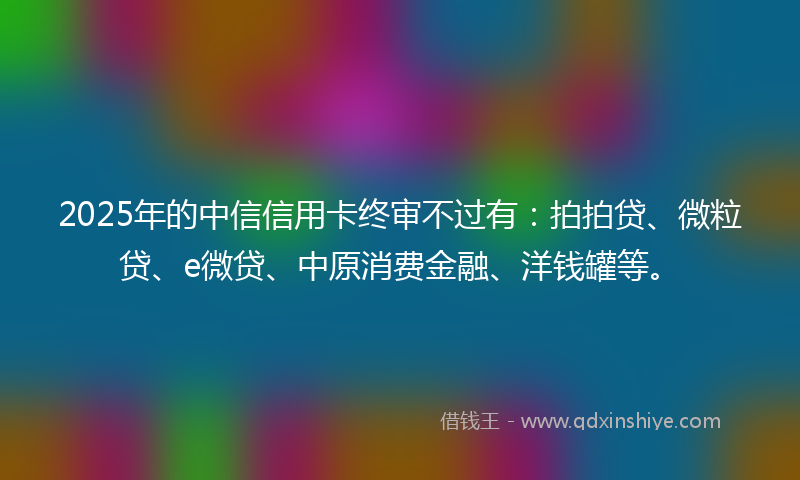 2025年的中信信用卡终审不过有：拍拍贷、微粒贷、e微贷、中原消费金融、洋钱罐等。