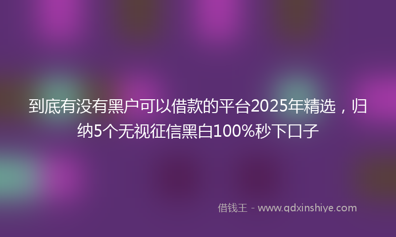 到底有没有黑户可以借款的平台2025年精选，归纳5个无视征信黑白100%秒下口子