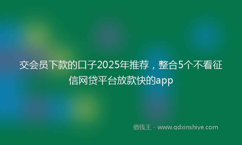 交会员下款的口子2025年推荐，整合5个不看征信网贷平台放款快的app