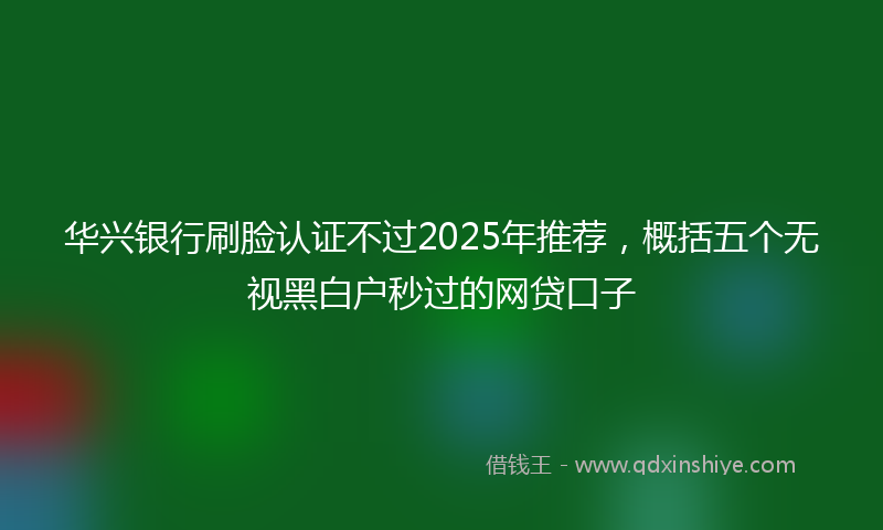 华兴银行刷脸认证不过2025年推荐，概括五个无视黑白户秒过的网贷口子