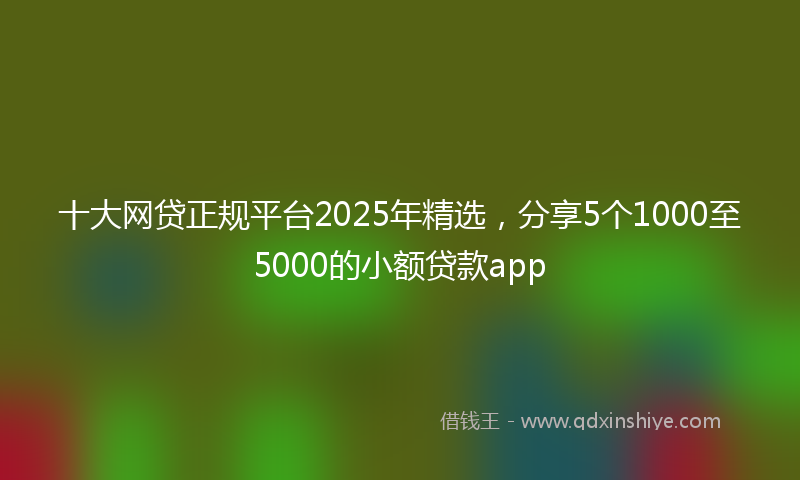 十大网贷正规平台2025年精选，分享5个1000至5000的小额贷款app