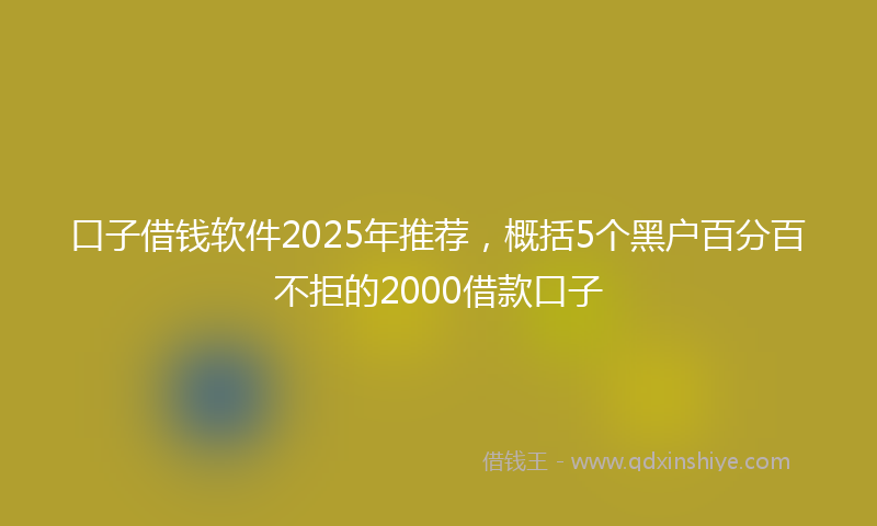 口子借钱软件2025年推荐，概括5个黑户百分百不拒的2000借款口子