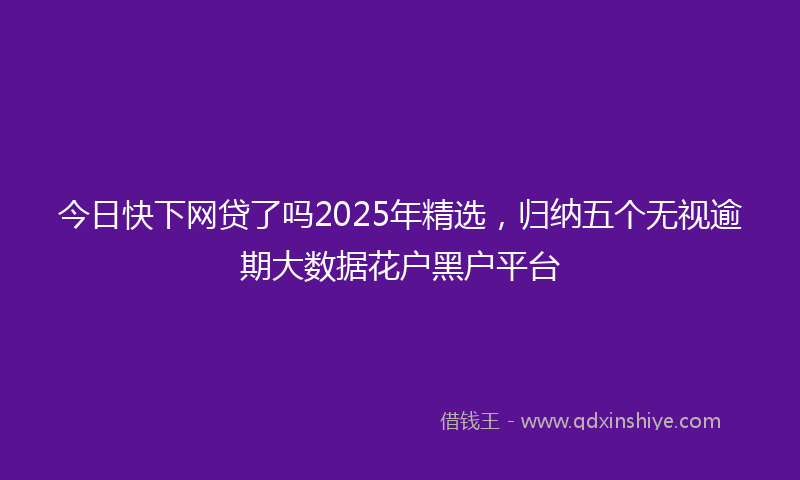 今日快下网贷了吗2025年精选，归纳五个无视逾期大数据花户黑户平台