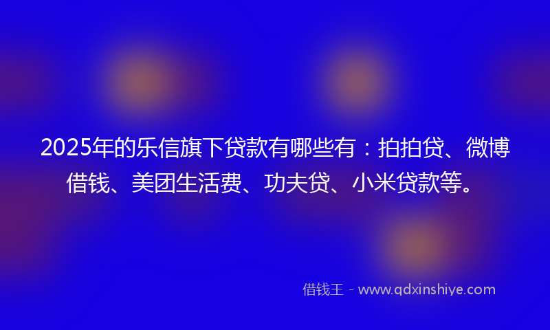 2025年的乐信旗下贷款有哪些有：拍拍贷、微博借钱、美团生活费、功夫贷、小米贷款等。