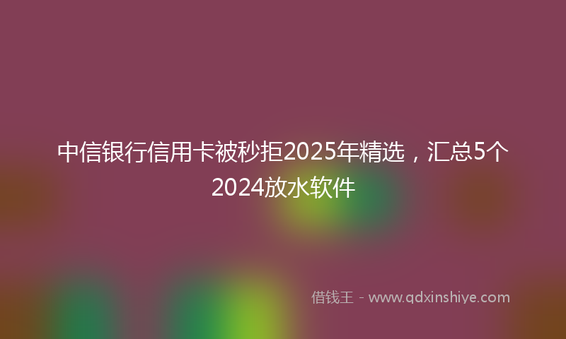 中信银行信用卡被秒拒2025年精选，汇总5个2024放水软件