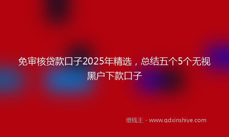 免审核贷款口子2025年精选，总结五个5个无视黑户下款口子