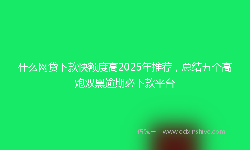 什么网贷下款快额度高2025年推荐，总结五个高炮双黑逾期必下款平台