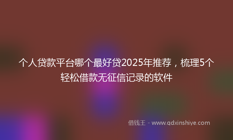 个人贷款平台哪个最好贷2025年推荐，梳理5个轻松借款无征信记录的软件
