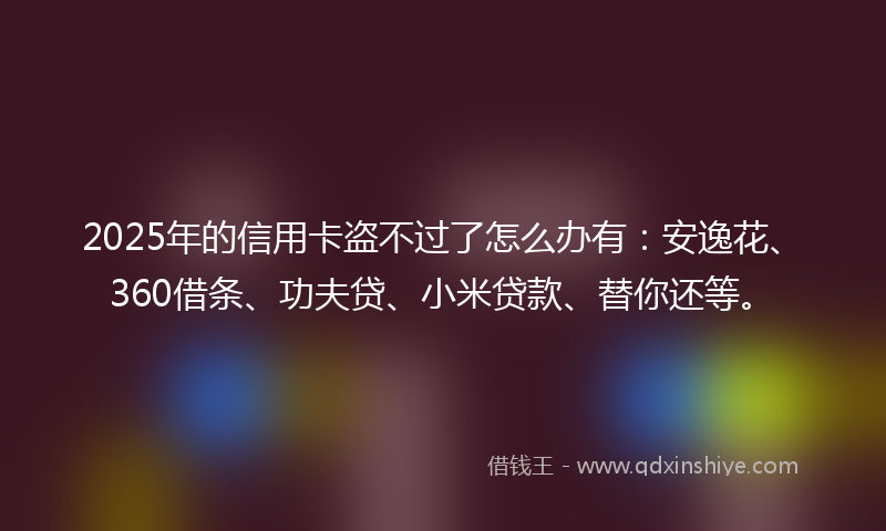 2025年的信用卡盗不过了怎么办有：安逸花、360借条、功夫贷、小米贷款、替你还等。