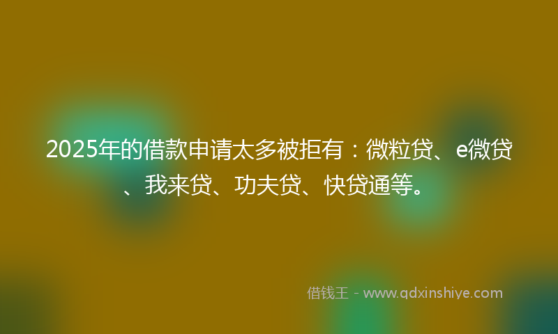 2025年的借款申请太多被拒有：微粒贷、e微贷、我来贷、功夫贷、快贷通等。